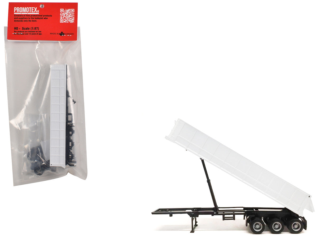 3-Axle Dump Trailer White 1/87 (HO) Plastic Model by Promotex by Promotex