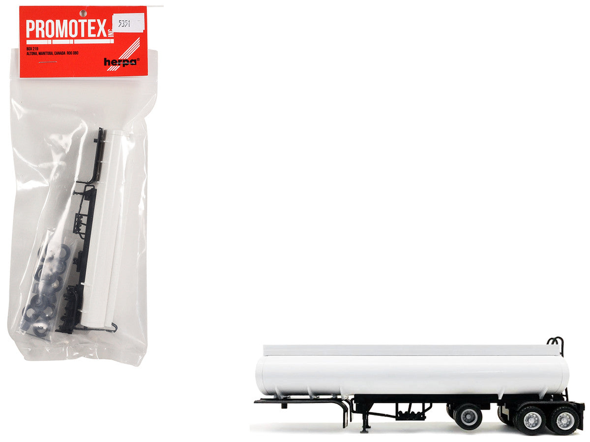 Tag-Axle Elliptical Tanker Trailer White 1/87 (HO) Plastic Model by Promotex by Promotex