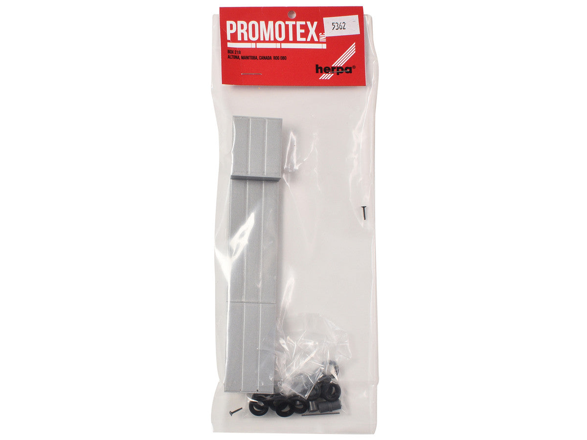 3-Axle Double-Drop Flatbed Trailer Silver Top 1/87 (HO) Plastic Model by Promotex by Promotex
