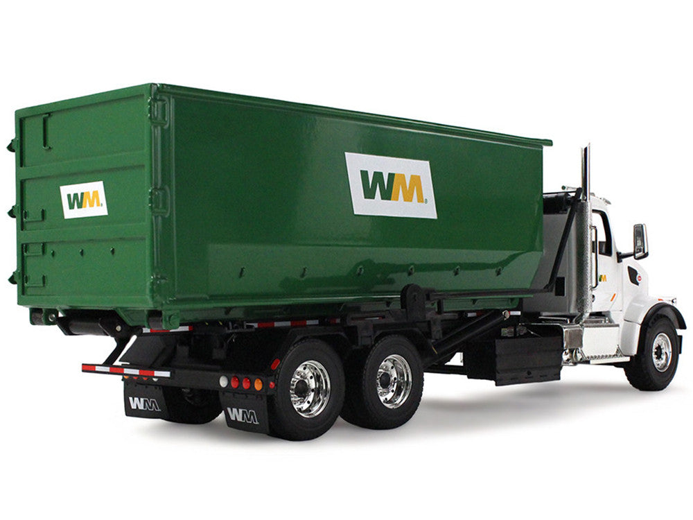 Peterbilt 567 Refuse Garbage Truck with 40 Yard Roll-Off Container "Waste Management" White and Green 1/34 Diecast Model by First Gear by First Gear