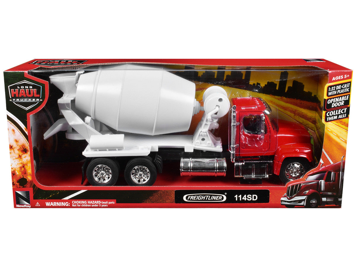 Freightliner 114SD Cement Mixer Red and White "Long Haul Truckers" Series 1/32 Diecast Model by New Ray by New Ray