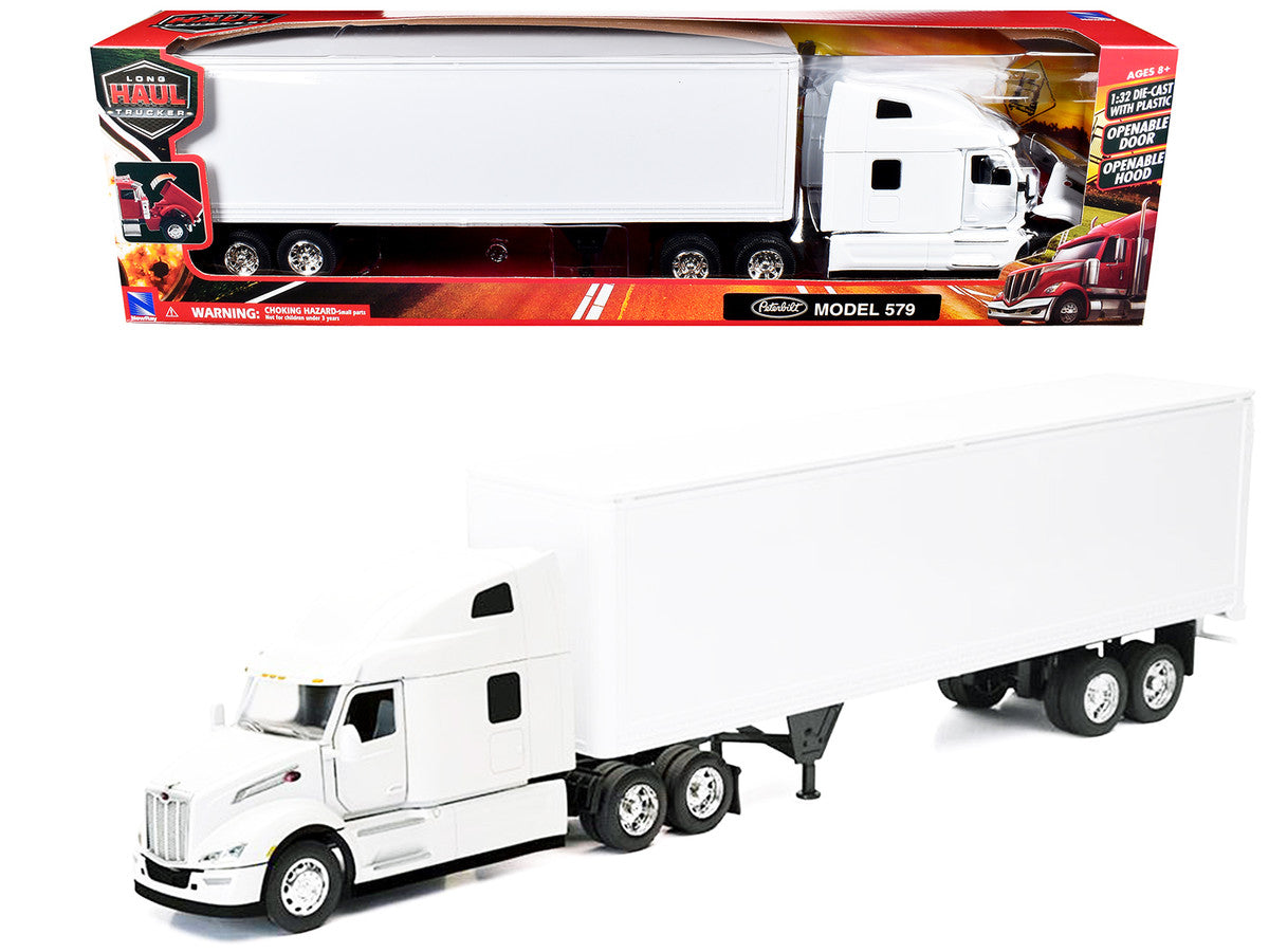 Peterbilt 579 Truck White with Dry Goods Trailer White "Long Haul Truckers" Series 1/32 Diecast Model by New Ray-2