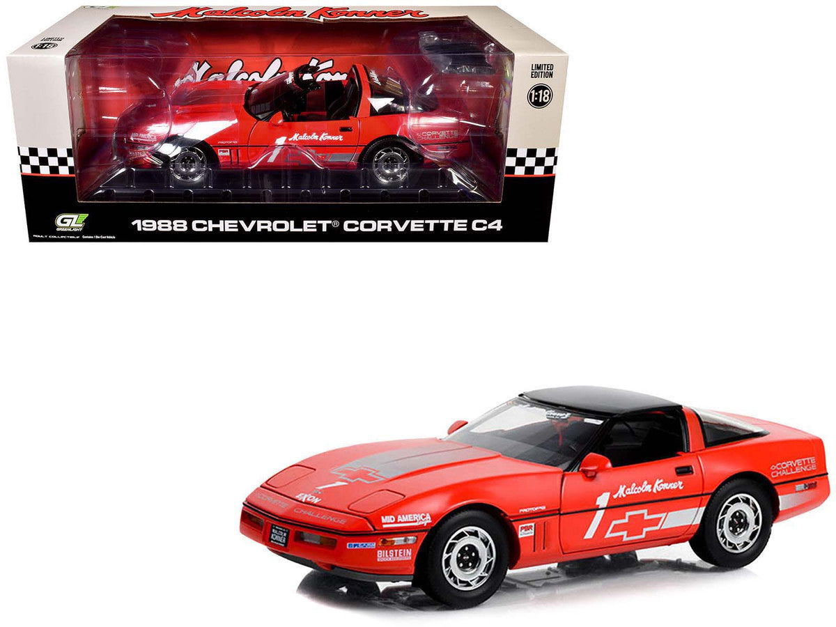 1988 Chevrolet Corvette C4 #1 Malcolm Konner "Corvette Challenge Race Car" Red with Black Top 1/18 Diecast Model Car by Greenlight by Greenlight