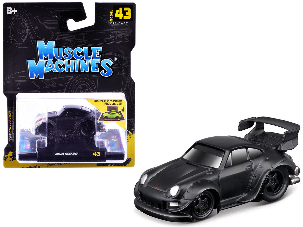 RWB 993 911 Matt Black 1/64 Diecast Model Car by Muscle Machines by Muscle Machines