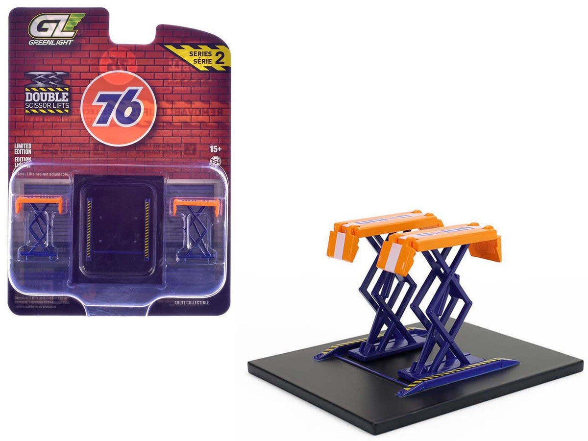 Automotive Double Scissor Lift "Union 76" Orange and Blue "Double Scissor Lifts" Series 2 1/64 Diecast Model by Greenlight by Greenlight