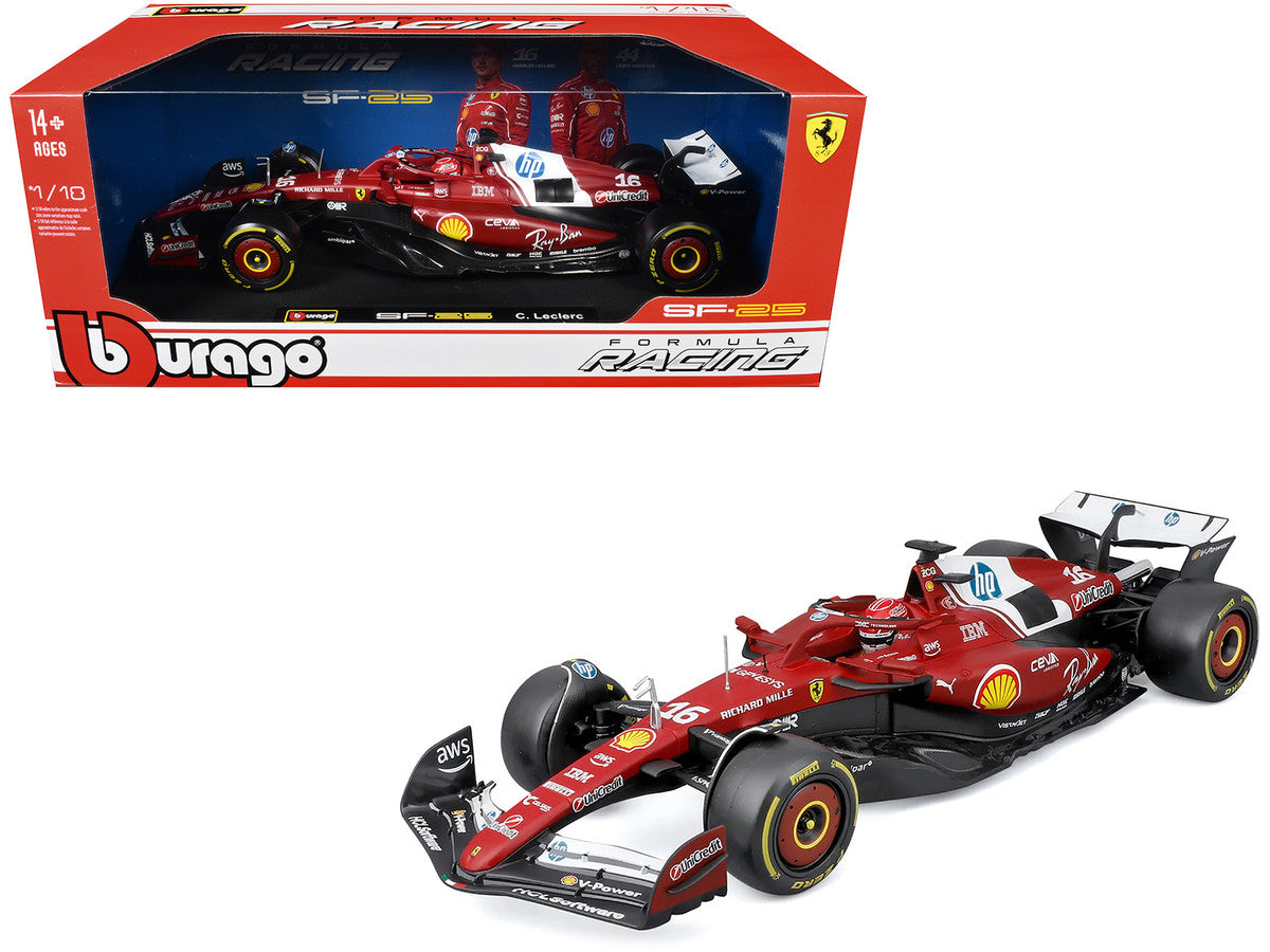 Ferrari SF-25 #16 Charles Leclerc Formula One F1 World Championship (2025) "Formula Racing" Series 1/18 Diecast Model Car by Bburago by Bburago