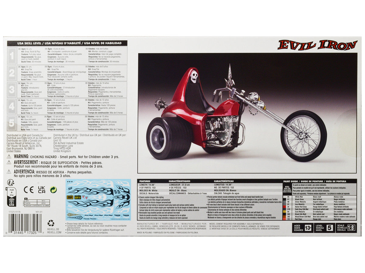 Level 5 Model Kit Evil Iron Custom Chopper Trike 1/8 Scale Model by Revell by Revell
