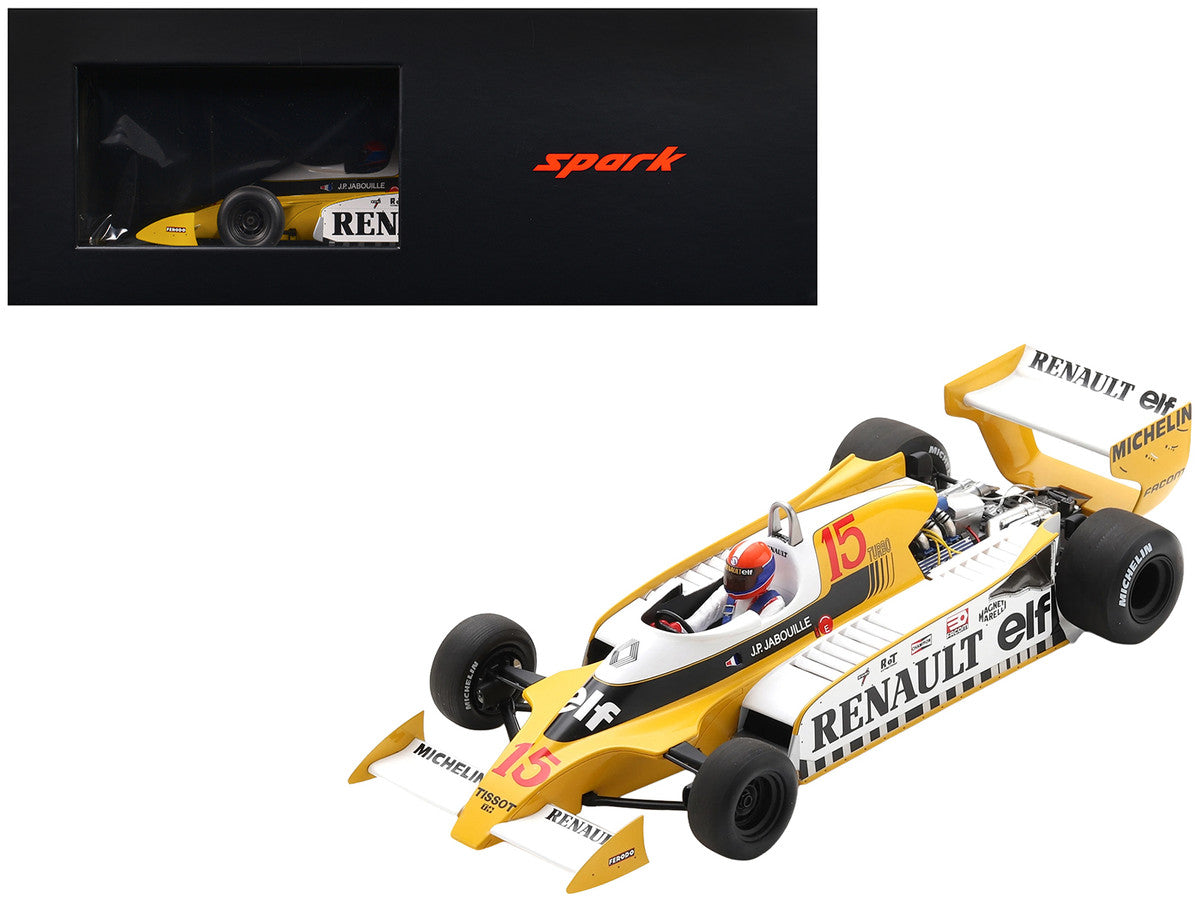 Renault RS11 #15 Jean-Pierre Jabouille "Equipe Renault Elf" Winner Formula One F1 "French GP" (1979) with Acrylic Display Case 1/18 Model Car by Spark by Spark