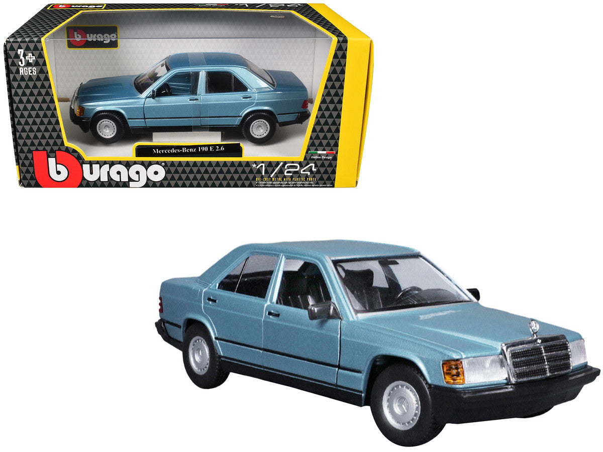 Mercedes-Benz 190 E 2.6 Blue Metallic 1/24 Diecast Model Car by Bburago by Bburago