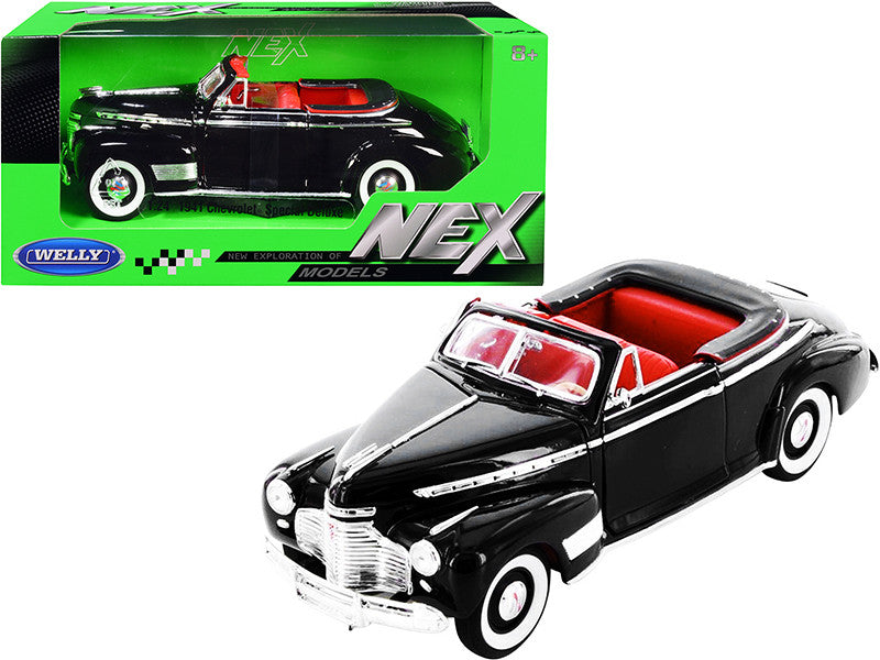 1941 Chevrolet Special Deluxe Convertible Black with Red Interior "NEX Models" 1/24 Diecast Model Car by Welly by Welly