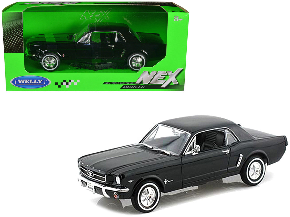 1964 1/2 Ford Mustang Coupe Hard Top Black 1/24 Diecast Model Car by Welly by Welly