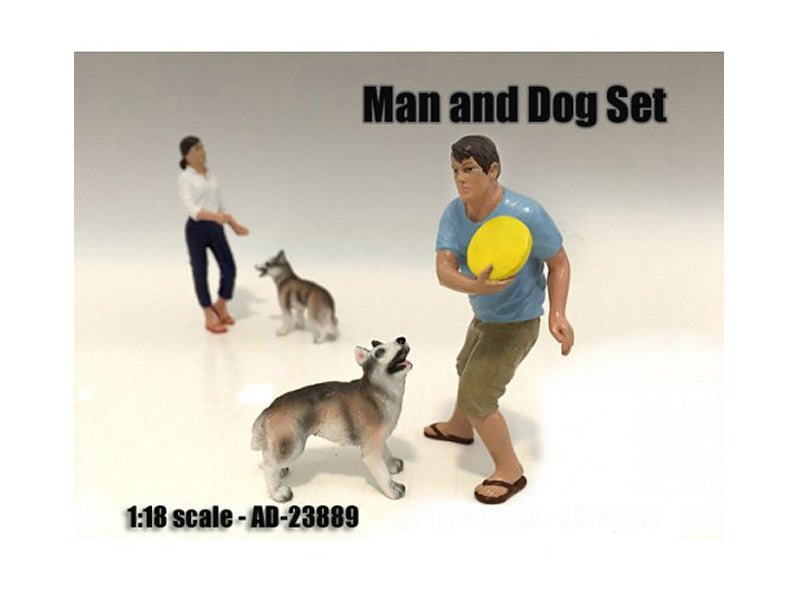 Man and Dog 2 Piece Figure Set For 1:18 Scale Models by American Diorama by American Diorama