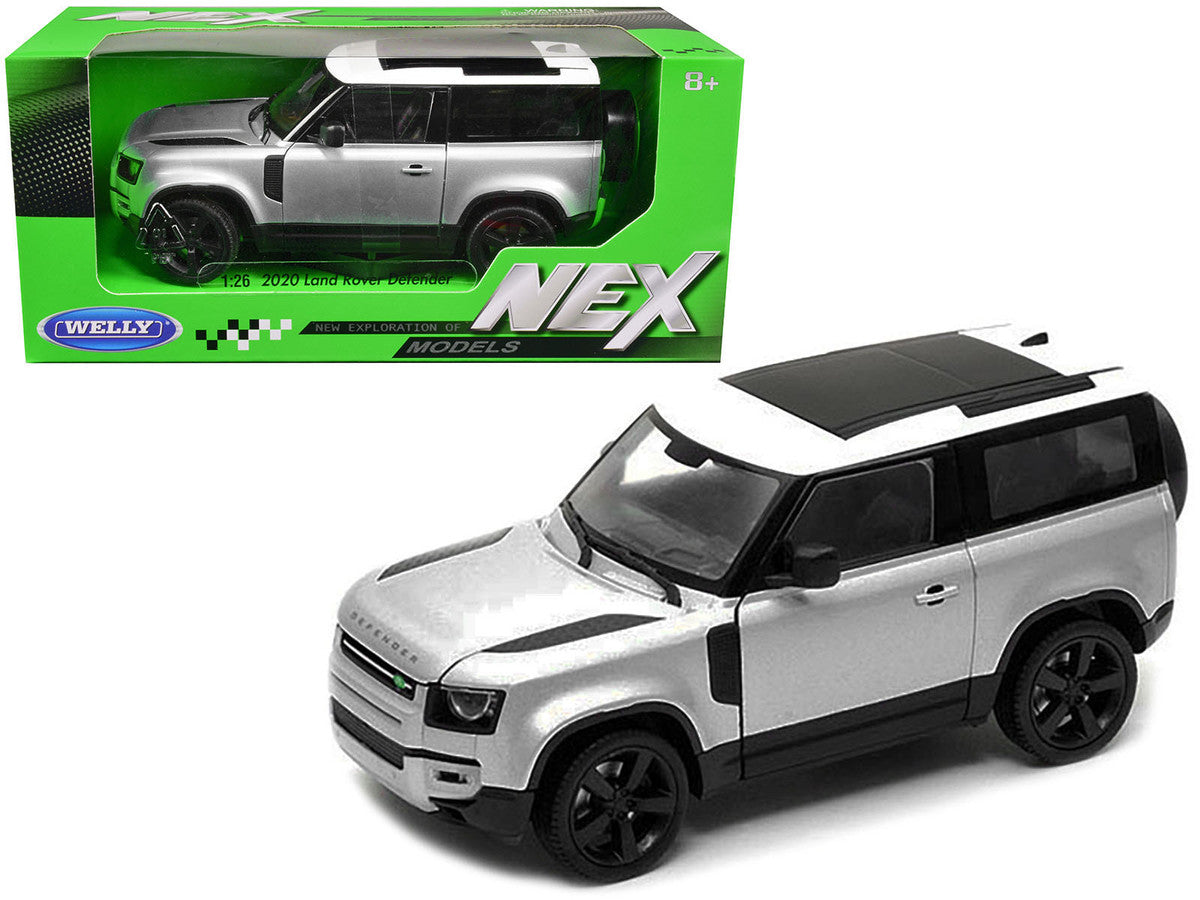 2020 Land Rover Defender Silver Metallic with White Top "NEX Models" 1/26 Diecast Model Car by Welly by Welly