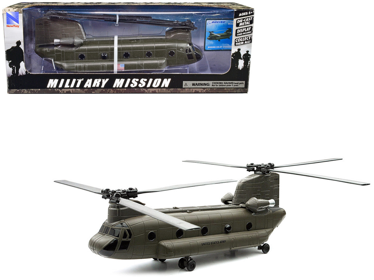 Boeing CH-47 Chinook Aircraft "United States Army" Olive Drab "Military Mission" Series 1/60 Diecast Model by New Ray by New Ray