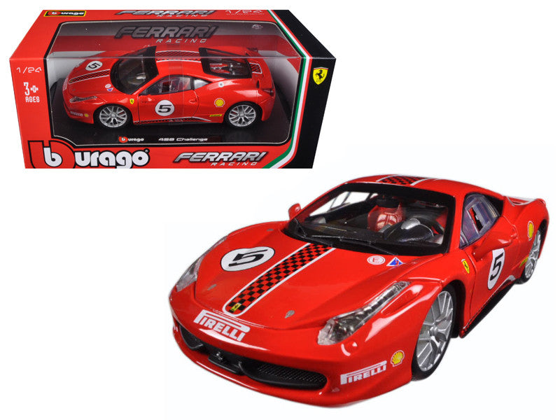 Ferrari 458 Challenge #5 Red 1/24 Diecast Model Car by Bburago by Bburago