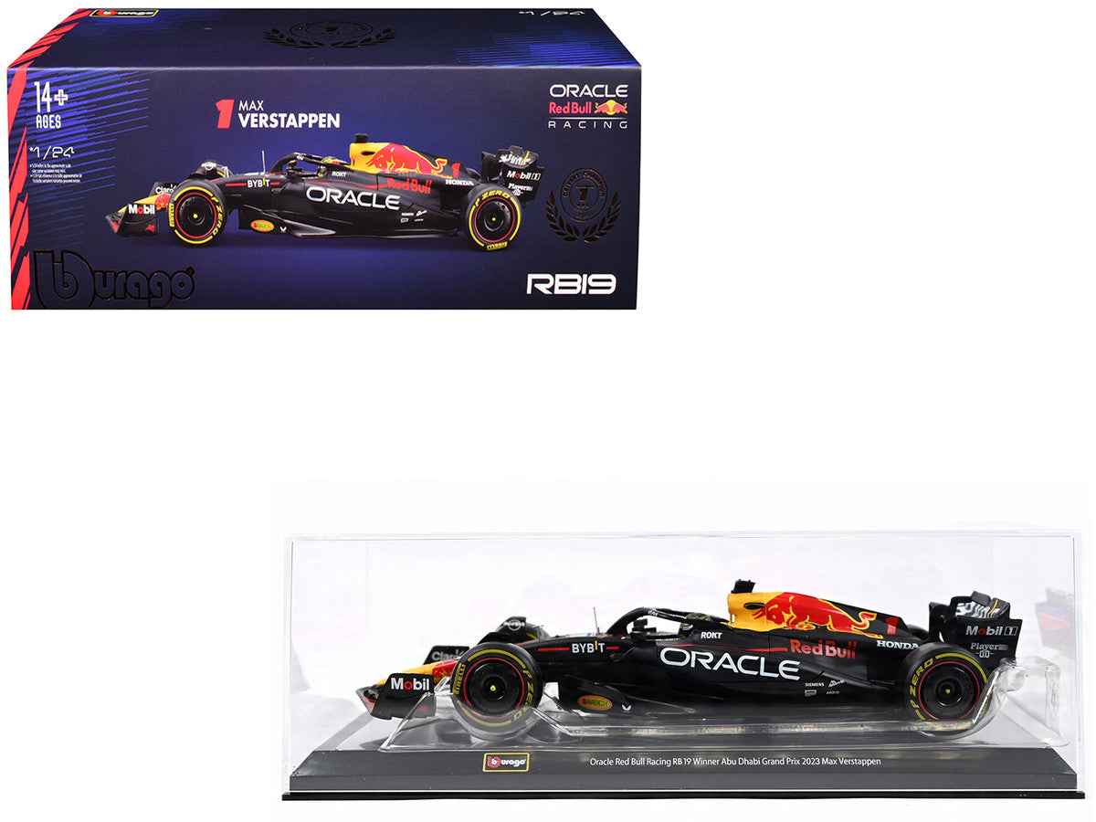 Red Bull Racing RB19 #1 Max Verstappen "Oracle" Winner Formula One F1 Championship "Drivers' Champion" (2023) with Display Case 1/24 Diecast Model Car by Bburago by Bburago