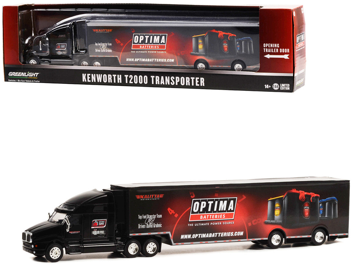 Kenworth T2000 Transporter Black "OPTIMA Batteries: The Ultimate Power Source" "Hobby Exclusive" Series 1/64 Diecast Model by Greenlight by Greenlight