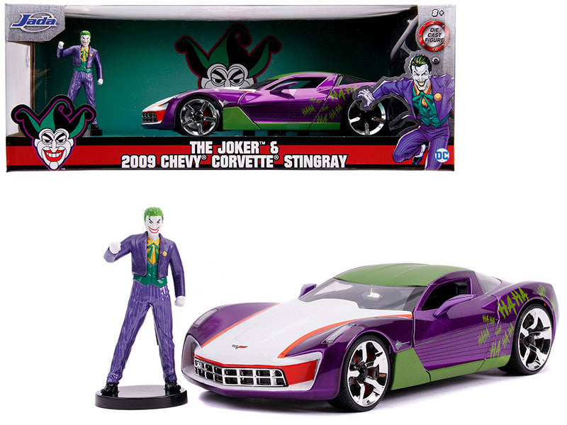 2009 Chevrolet Corvette Stingray with Joker Diecast Figurine "DC Comics" Series 1/24 Diecast Model Car by Jada by Jada