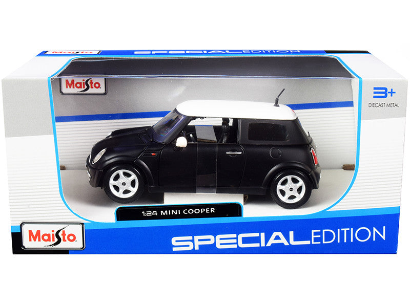Mini Cooper Matt Black with White Top 1/24 Diecast Model Car by Maisto by Maisto