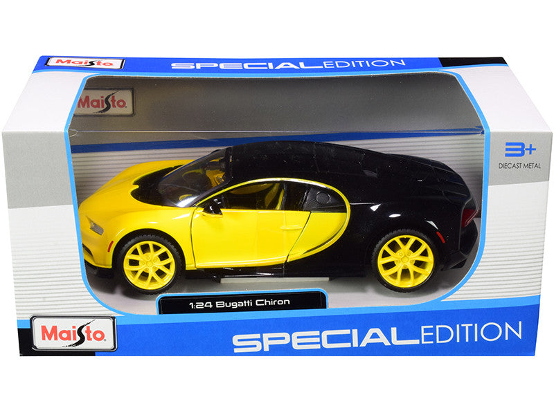 Bugatti Chiron Yellow and Black 1/24 Diecast Model Car by Maisto by Maisto