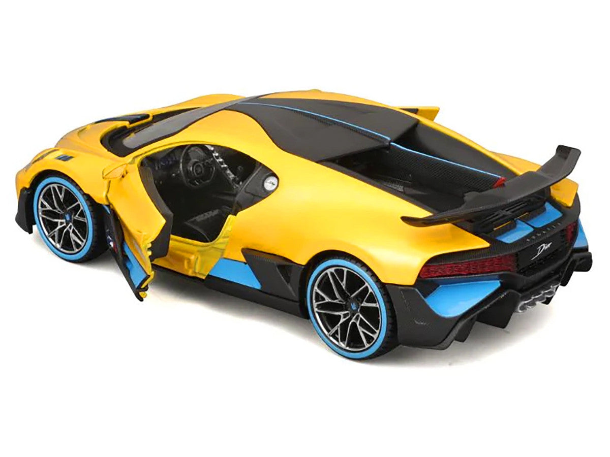 Bugatti Divo Yellow Metallic with Carbon and Blue Accents "Special Edition" 1/24 Diecast Model Car by Maisto by Maisto