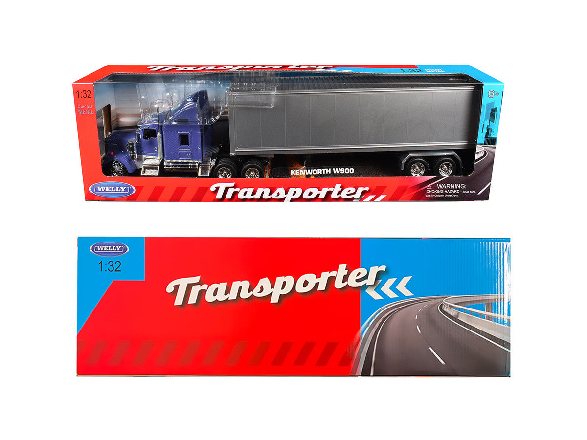 Kenworth W900 Truck Blue with Gray Container 1/32 Diecast Model by Welly by Welly