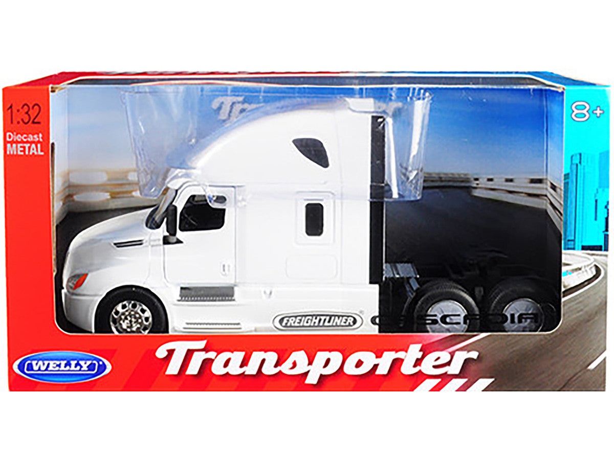 Freightliner Cascadia Truck White "Transporter" 1/32 Diecast Model by Welly by Welly