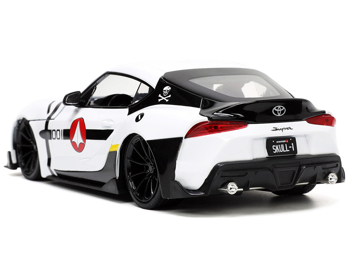 2020 Toyota Supra White and Roy Focker Diecast Figurine "Robotech" "Hollywood Rides" Series 1/24 Diecast Model Car by Jada by Jada