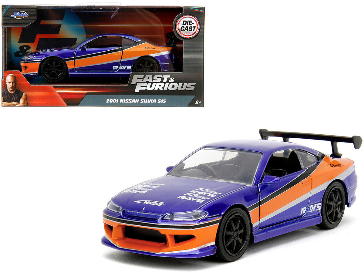 2001 Nissan Silvia S15 RHD (Right Hand Drive) Blue Metallic with Graphics "The Fast and the Furious: Tokyo Drift" (2006) Movie "Fast & Furious" Series 1/32 Diecast Car Model by Jada by Jada