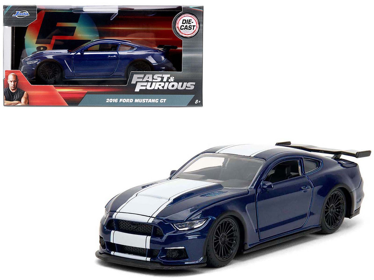 2016 Ford Mustang GT Dark Blue Metallic with White Stripe "F9" (2021) Movie "Fast & Furious" Series 1/32 Diecast Model Car by Jada by Jada