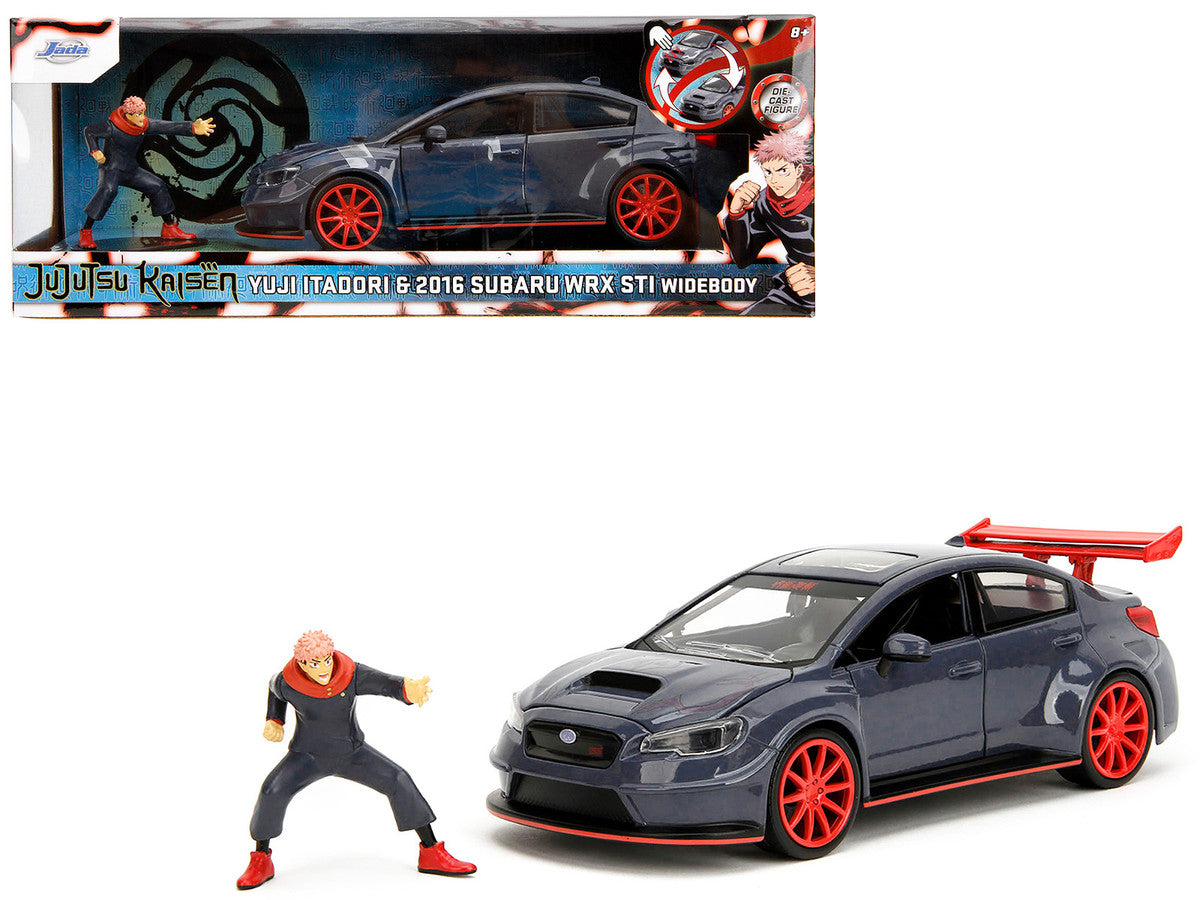 2016 Subaru WRX STI Widebody Dark Blue and Yuji Itadori Diecast Figure "Jujutsu Kaisen" (2020–2023) TV Series "Anime Hollywood Rides" Series 1/24 Diecast Model Car by Jada by Jada