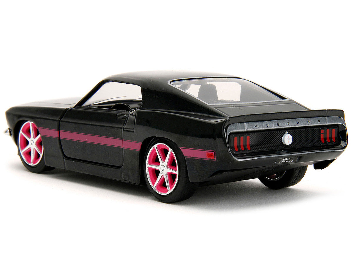 1969 Ford Mustang Black Metallic with Pink Stripes and Wheels "Pink Slips" Series 1/32 Diecast Model Car by Jada by Jada