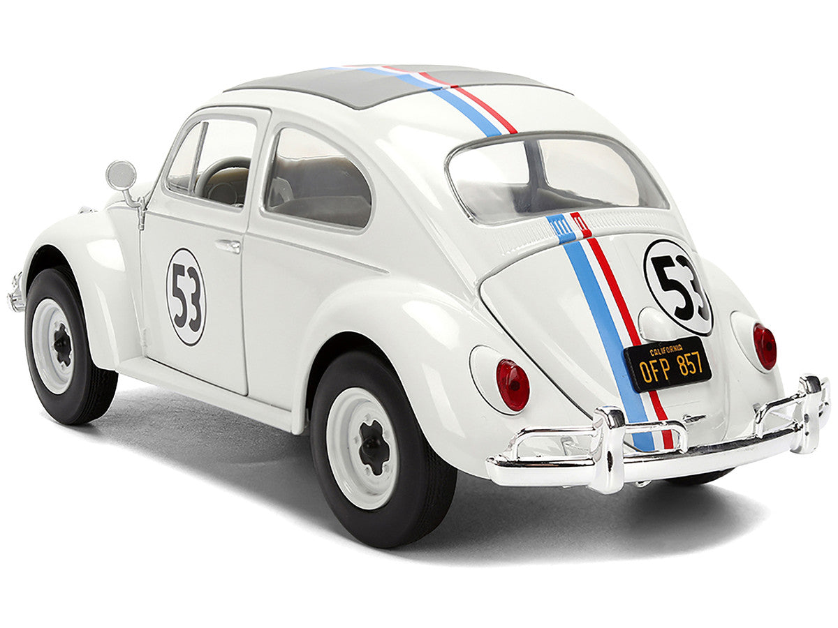Volkswagen Beetle #53 "Herbie" White with Stripes "The Love Bug" (1968) Movie with Extra Wheels 1/24 Diecast Model Car by Jada by Jada