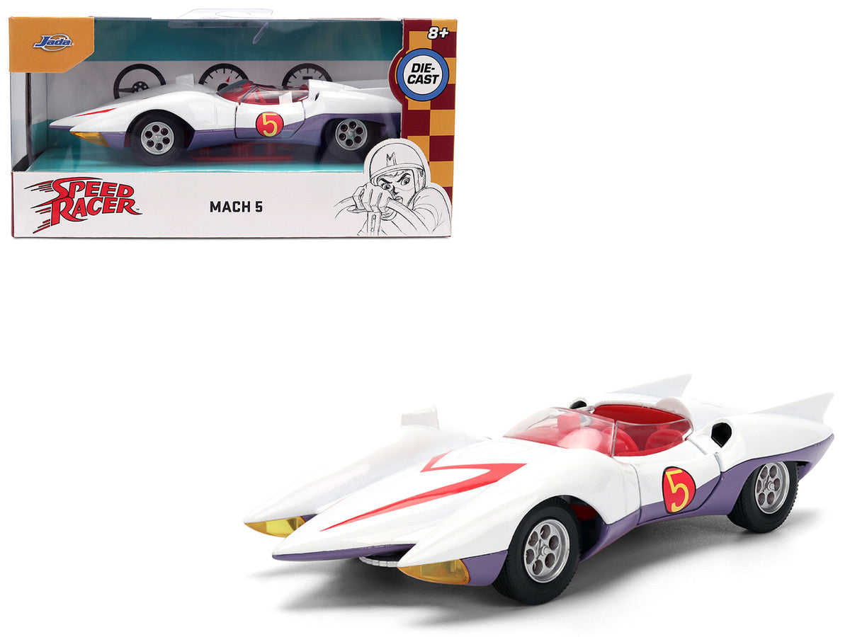 Mach 5 White with Red Stripes and Interior "Speed Racer" (1967) TV Series "Anime Hollywood Rides" Series 1/32 Diecast Model Car by Jada by Jada