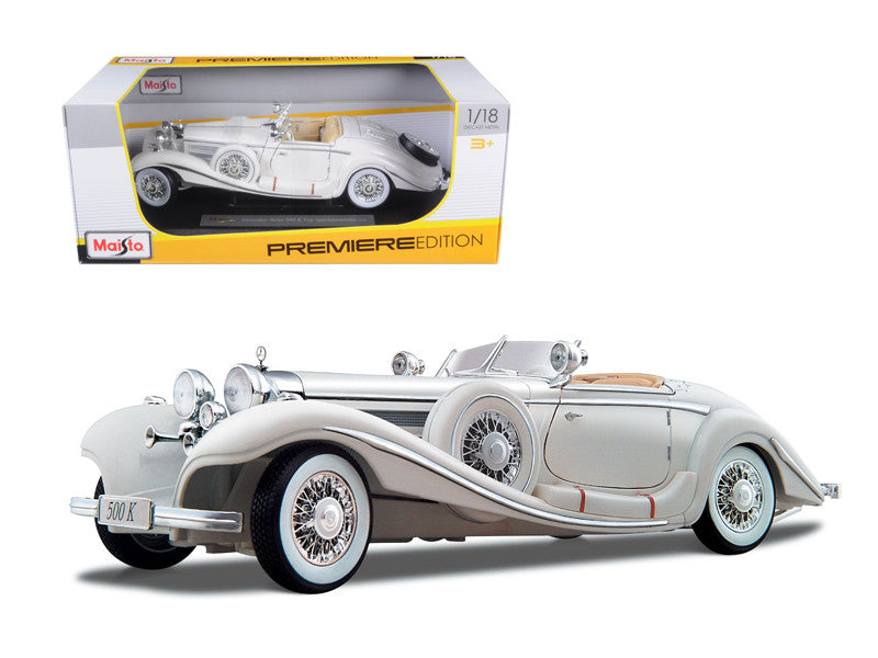 1936 Mercedes Benz 500 K Special Roadster White 1/18 Diecast Model Car by Maisto by Maisto
