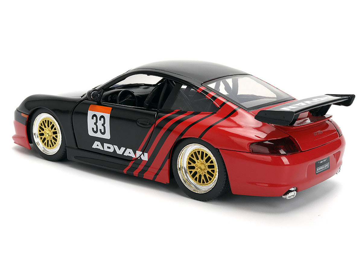 Porsche 911 GT3 RS (996) #33 "ADVAN" Black and Red "Hyper-Spec" Series 1/24 Diecast Model Car by Jada by Jada