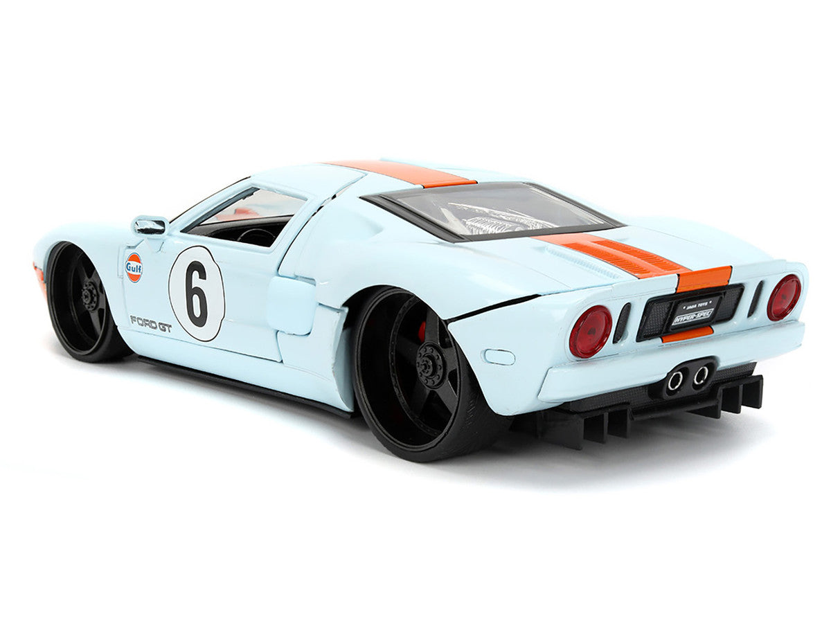 2005 Ford GT #6 "Gulf Oil" Light Blue with Orange Stripes "Hyper-Spec" Series 1/24 Diecast Model Car by Jada by Jada