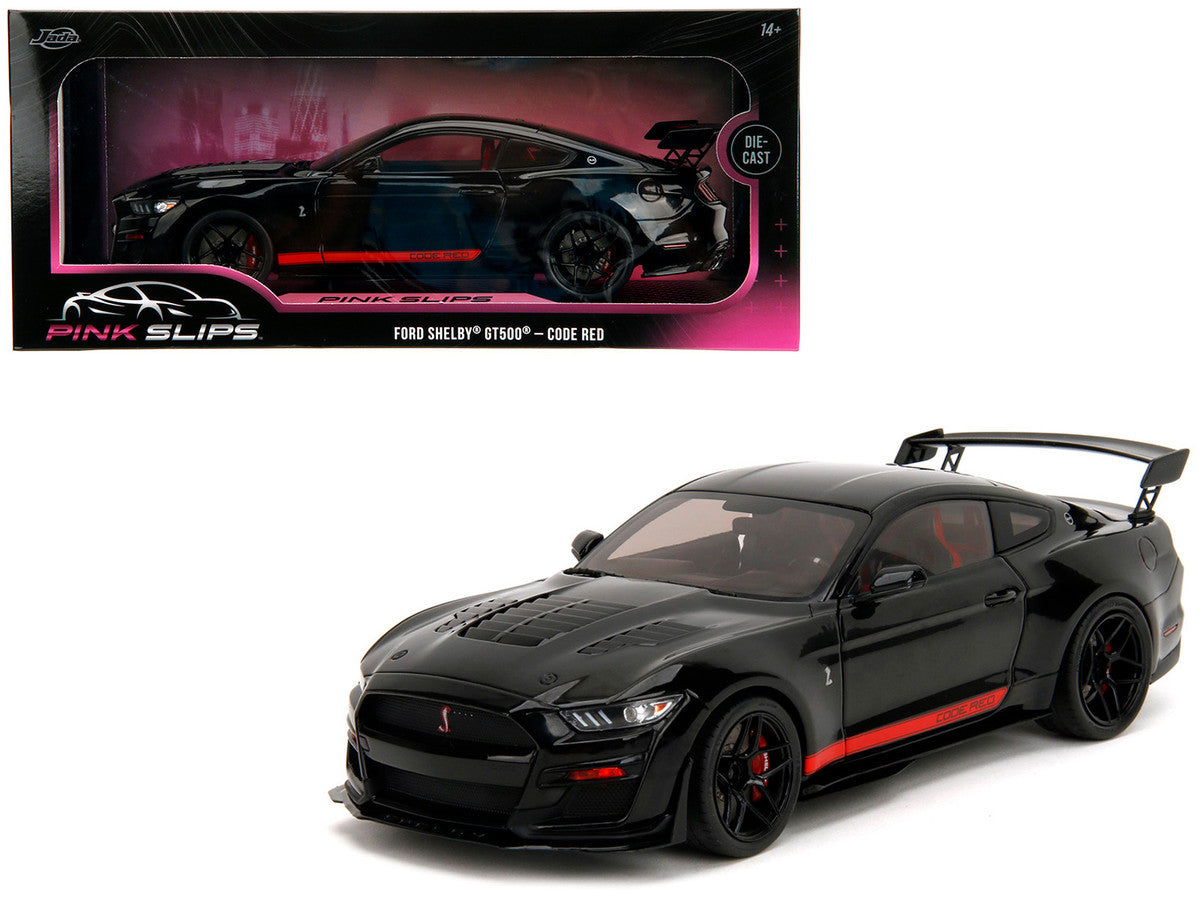 Shelby GT500 "Code Red" Black with Red Stripes "Pink Slips" Series 1/18 Diecast Model Car by Jada by Jada