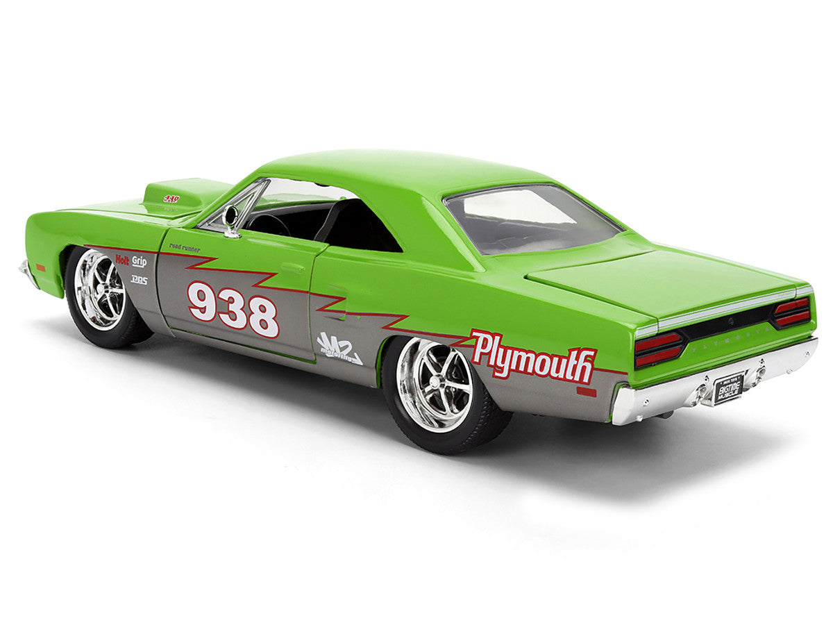 1970 Plymouth Road Runner #938 Green and Gray Metallic "Bigtime Muscle" Series 1/24 Diecast Model Car by Jada by Jada