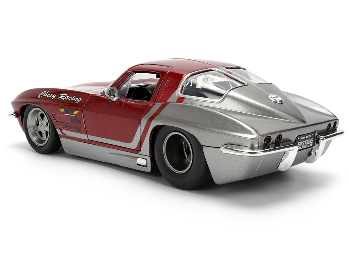 1963 Chevrolet Corvette Stingray "Chevy Racing" Red Metallic and Gray "Bigtime Muscle" Series 1/24 Diecast Model Car by Jada by Jada