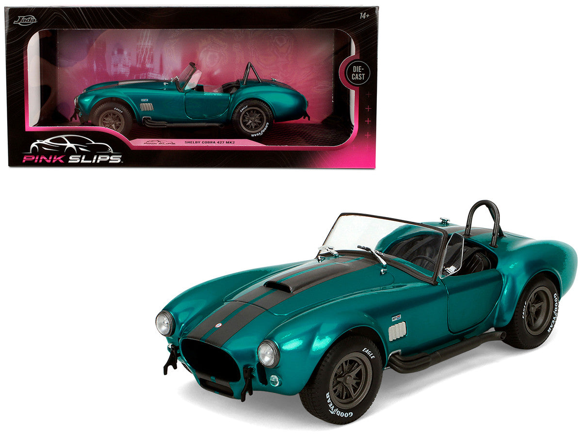 Shelby Cobra 427 MKII Teal Metallic with Gray Stripes "Pink Slips" Series 1/18 Diecast Model Car by Jada by Jada