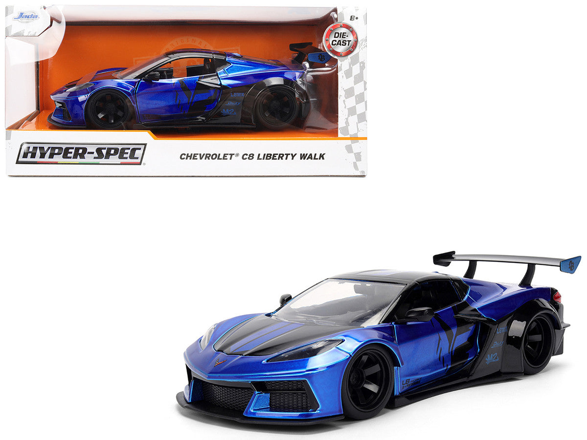 Chevrolet Corvette C8 "Liberty Walk" Candy Blue and Black "Hyper-Spec" Series 1/24 Diecast Model Car by Jada by Jada
