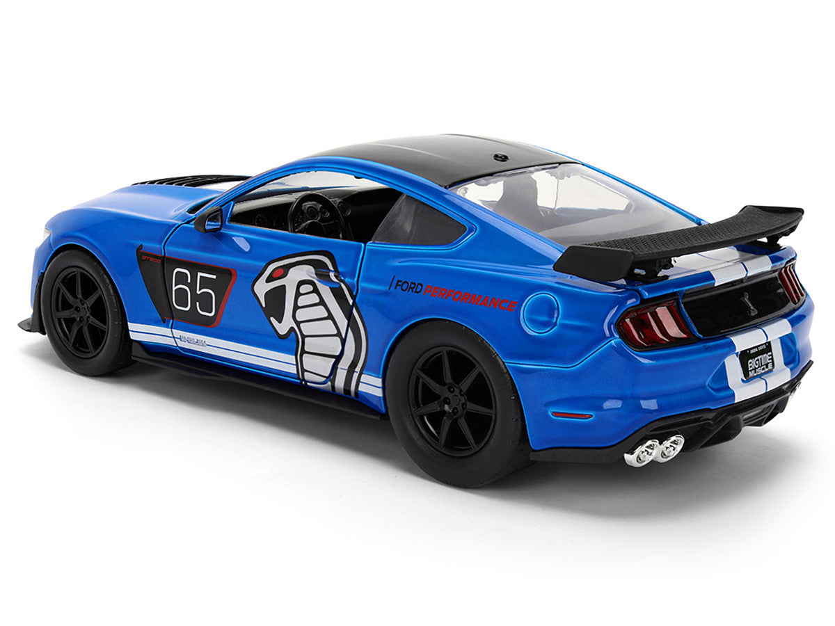 2020 Ford Mustang Shelby GT500 #65 "Ford Performance" Blue with Black Top and White Stripes "Bigtime Muscle" Series 1/24 Diecast Model Car by Jada by Jada