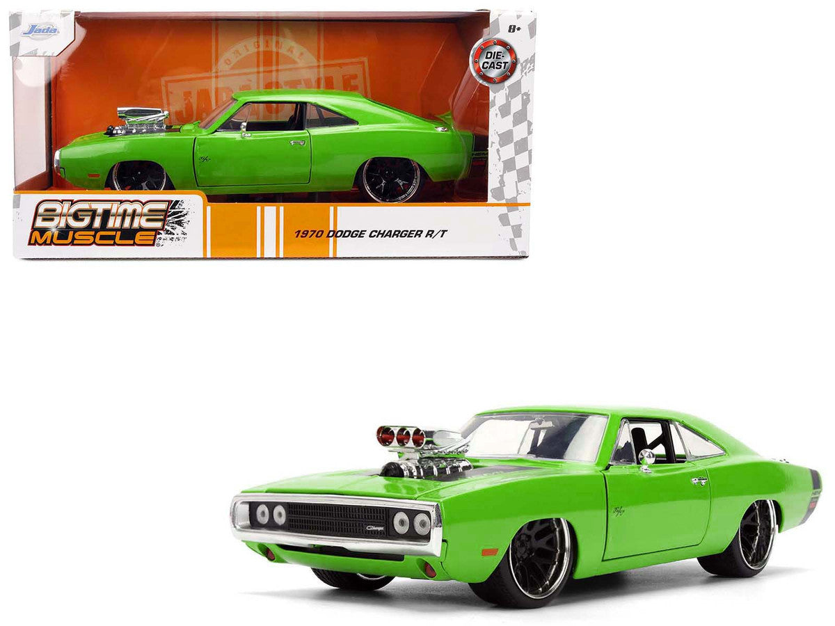 1970 Dodge Charger R/T Bright Green with Black Tail Stripe "Bigtime Muscle" Series 1/24 Diecast Model Car by Jada by Jada