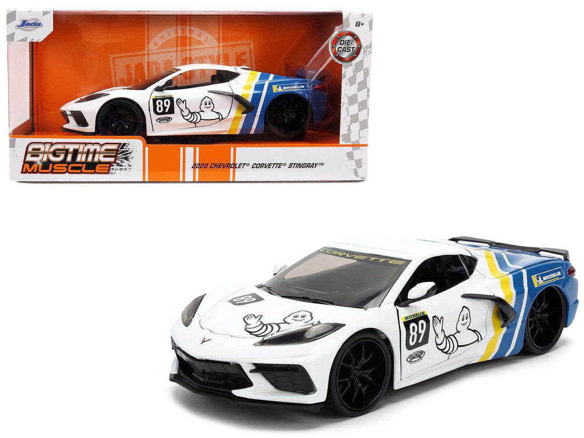 2020 Chevrolet Corvette Stingray C8 #89 "Michelin" White with Yellow and Blue Stripes "Bigtime Muscle" Series 1/24 Diecast Model Car by Jada by Jada