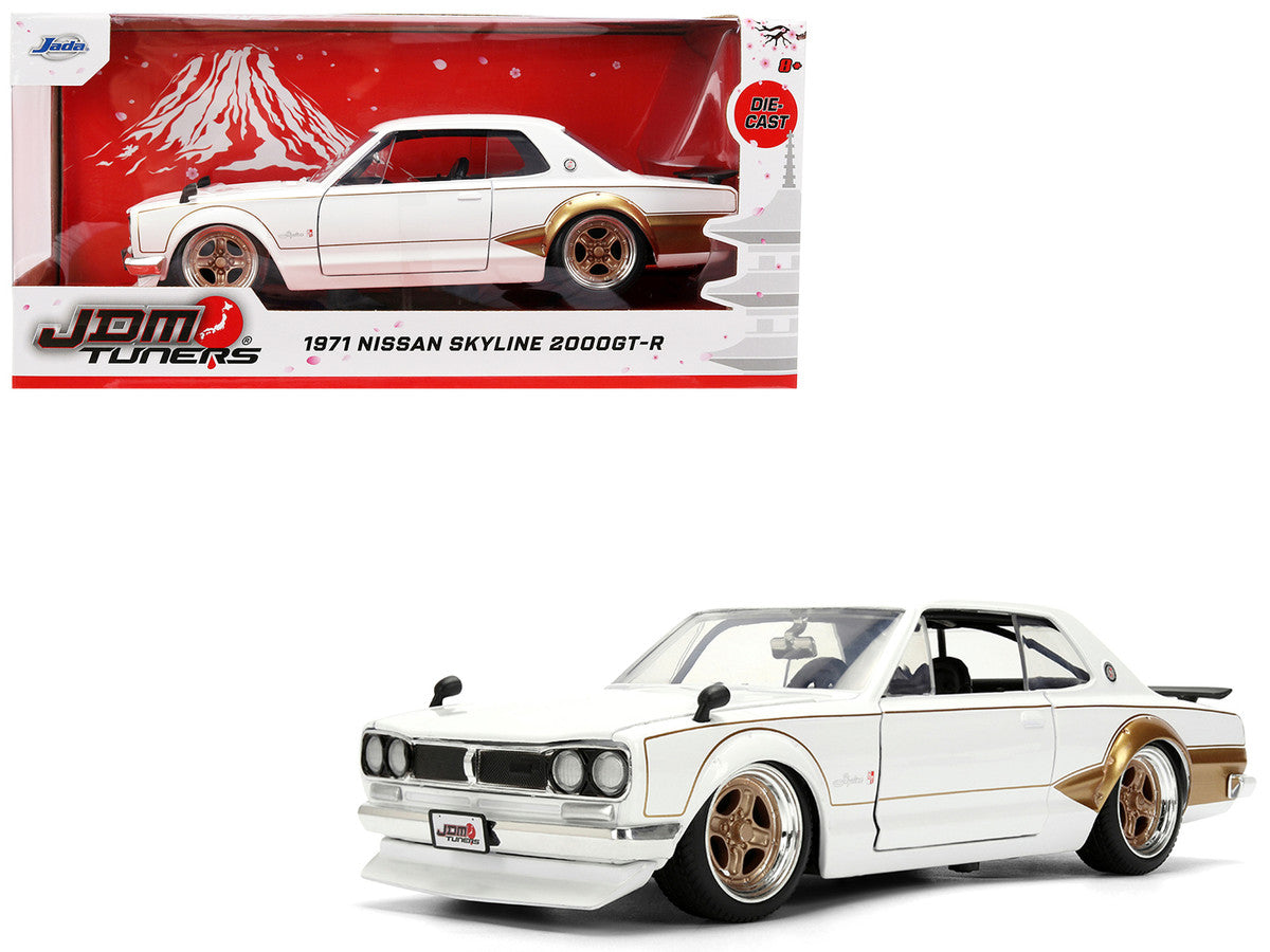 1971 Nissan Skyline 2000GT-R RHD (Right Hand Drive) White with Gold Graphics "JDM Tuners" Series 1/24 Diecast Model Car by Jada by Jada