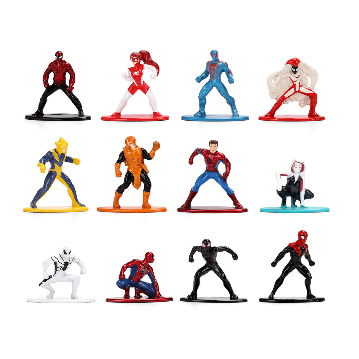 Set of 12 Diecast Figures "Spider-Man" Franchise "Nano Metalfigs" Series Diecast Models by Jada by Jada