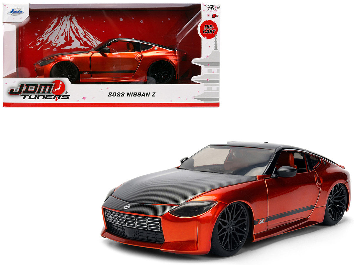 2023 Nissan Z Orange Metallic with Carbon Hood and Black Top "JDM Tuners" Series 1/24 Diecast Model Car by Jada by Jada