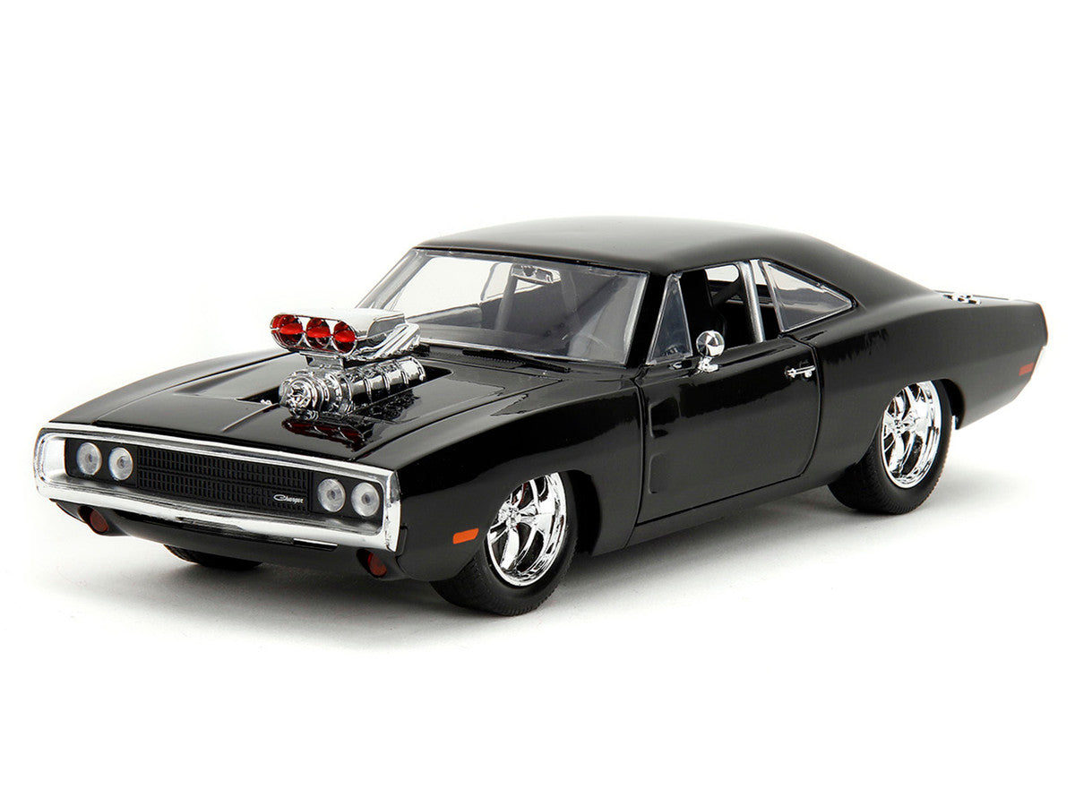 Dom's 1970 Dodge Charger R/T Black and Brian's Toyota Supra Orange with Graphics Set of 2 Cars "Fast & Furious 25th Anniversary" "Fast & Furious" Series 1/24 Diecast Model Cars by Jada by Jada