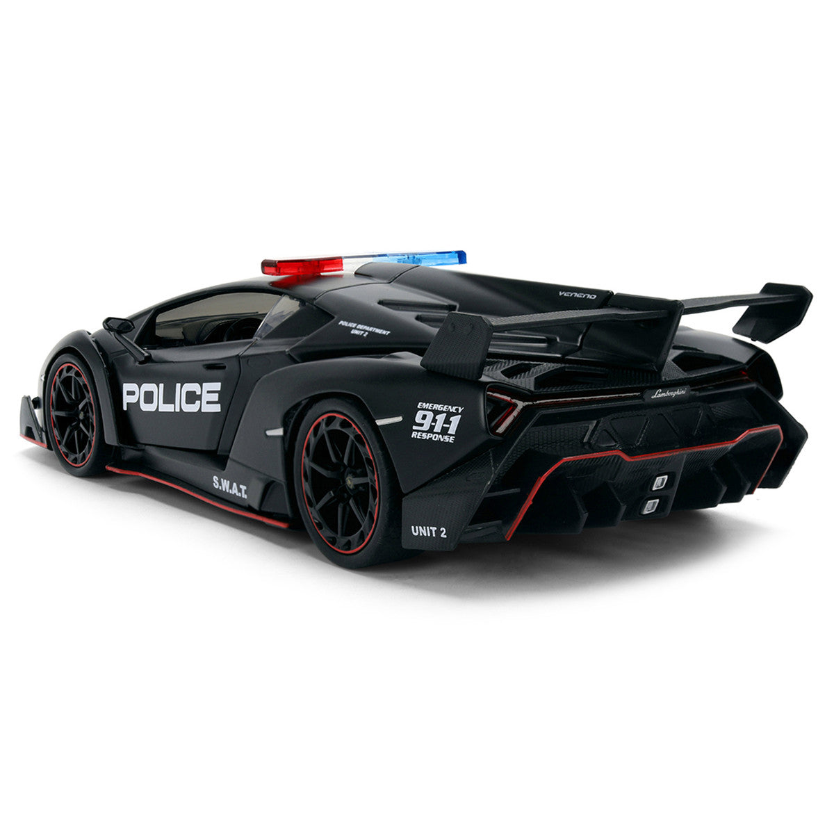 Lamborghini Veneno "Police" Matt Black "Hyper-Spec" Series 1/24 Diecast Model Car by Jada by Jada
